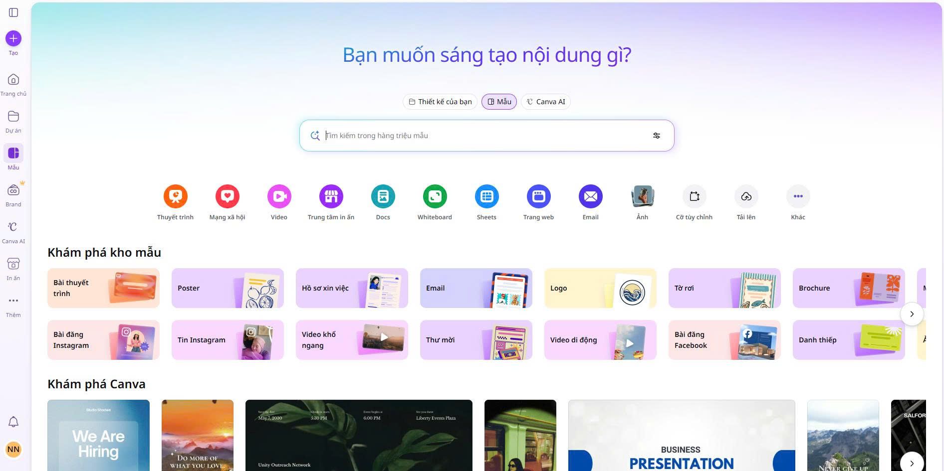 Canva AI là công cụ thiết kế banner phổ biến với giao diện thân thiện và tính năng AI thông minh (Ảnh: internet)