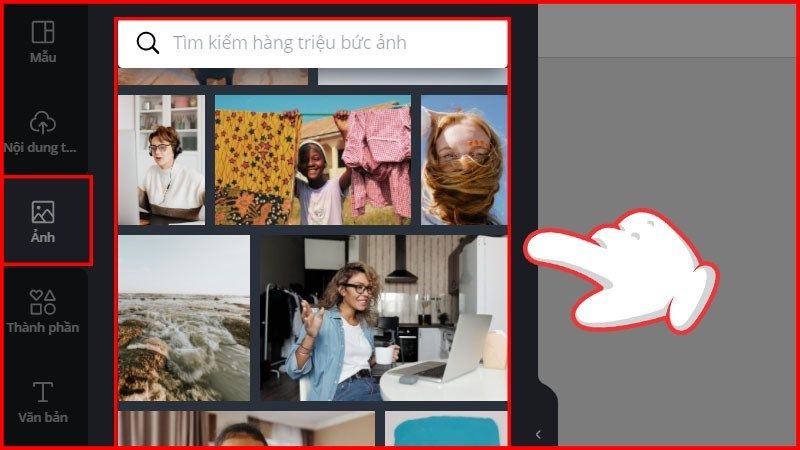 Lựa chọn vào Ảnh nếu không tìm được hình ảnh phù hợp (Ảnh: internet)