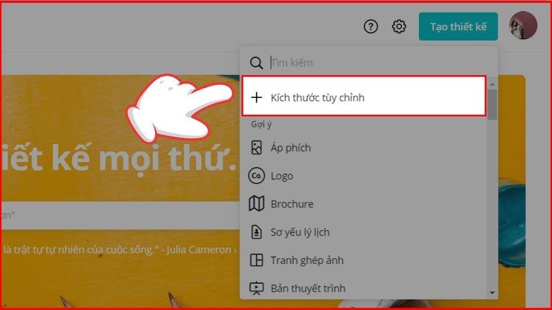 Tùy chỉnh kích thước với chiều rộng và chiều cao mong muốn (Ảnh: internet)
