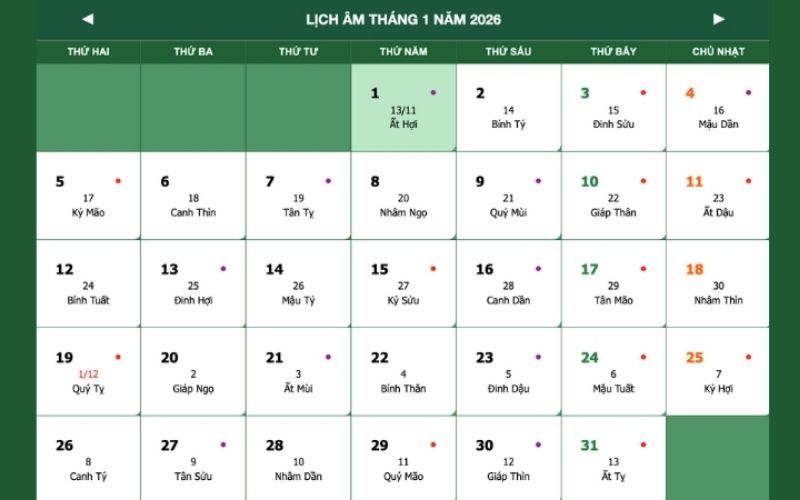 Tết Bính Ngọ 2026 là ngày nào? - Mùng 1 Tết 2026 sẽ nhằm vào thứ 3 ngày 17/2/2026 dương lịch.