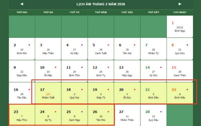 Còn bao nhiêu ngày nữa đến Tết Nguyên đán?