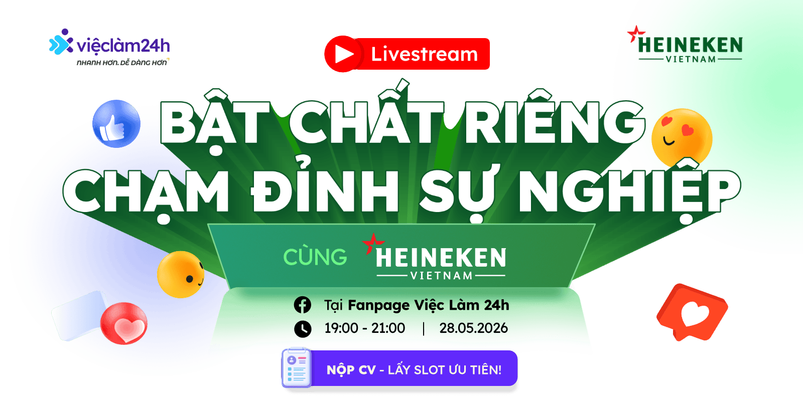 [Case study] Sức hút từ Livestream Tuyển dụng Vieclam24h x HEINEKEN Việt Nam: Thu về hàng trăm Lead ứng viên chỉ trong 2 giờ đồng hồ