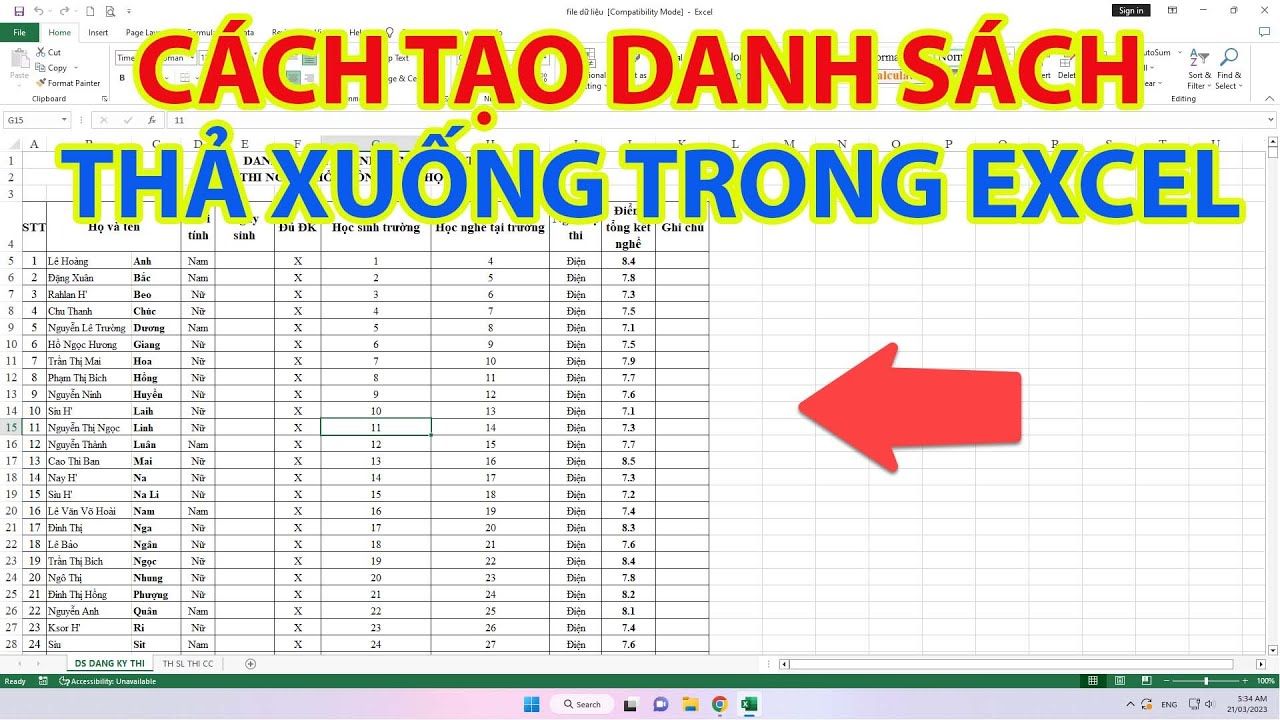 Hướng dẫn cách tạo danh sách thả xuống trong Excel